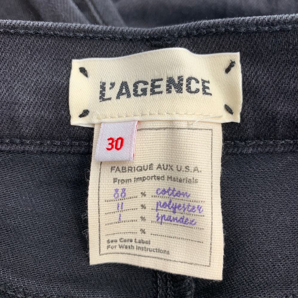 L'AGENCE High Rise Sada Straight Leg Jeans Size 30 Slim Cropped Black NEW $255 - Picture 3 of 8